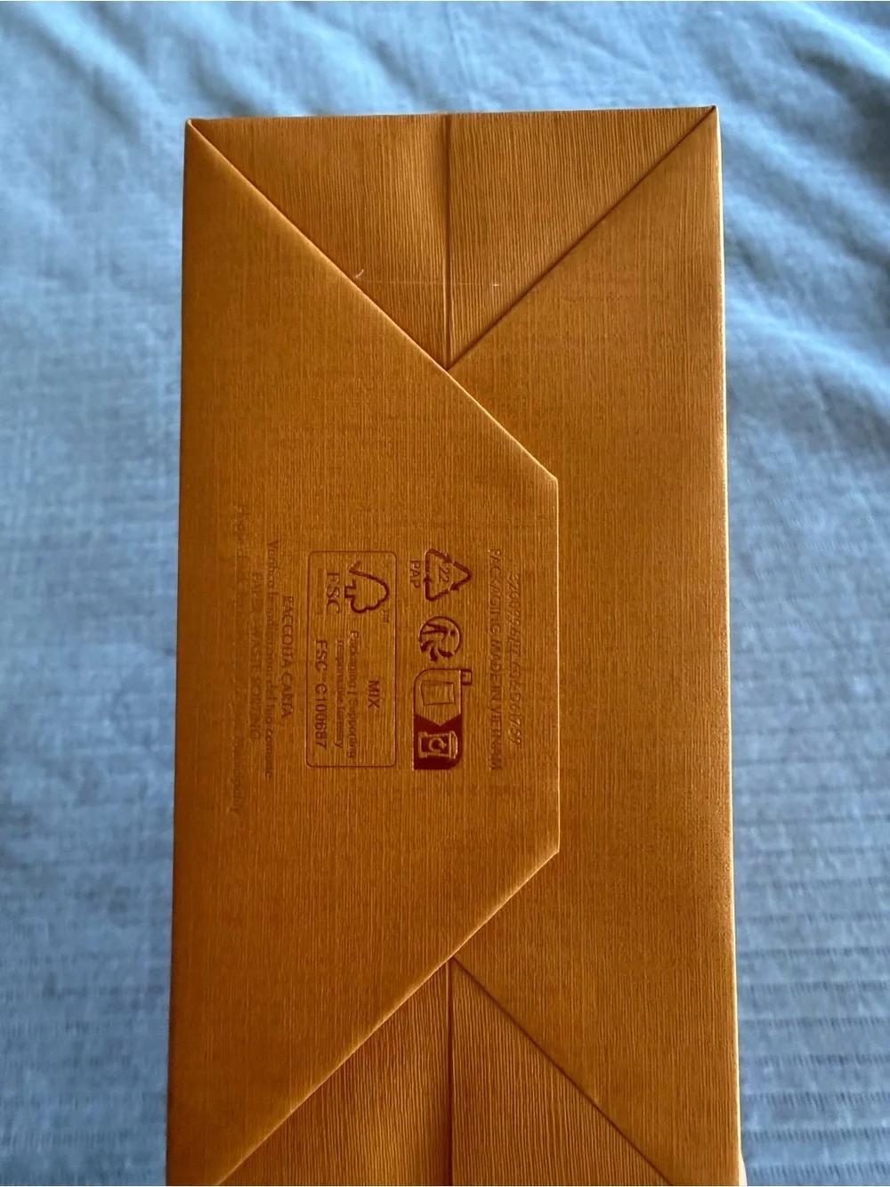Louis Vuitton Orange Gift Bag with Blue Ribbon new
